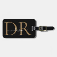 Elegant Black Gold Monogram Script Name Stilvoll