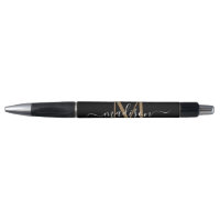 Elegant Black Gold Monogram Script Name Stilvoll