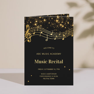 Elegant Black Gold Music Recital Program Einladung