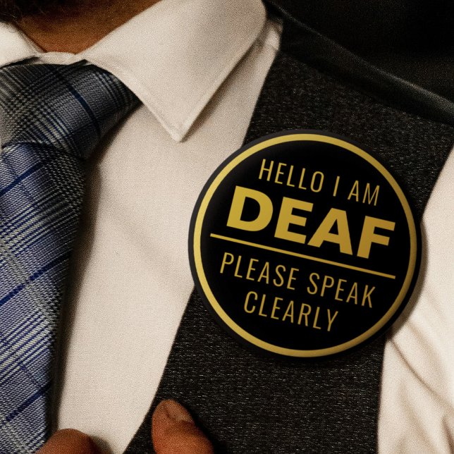 Elegant Black Gold Speak eindeutig Deaf Button (Elegant Black Gold Speak Clearly Deaf Button)