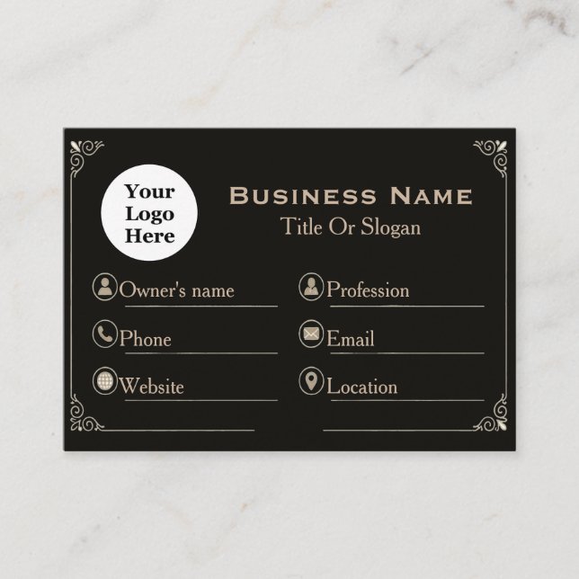 Elegant Black Gold Standard Business Card  Visitenkarte (Vorderseite)
