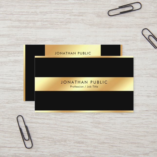 Elegant Black & Gold Template Professional Modern Visitenkarte (Vorderseite/Rückseite Beispiel)