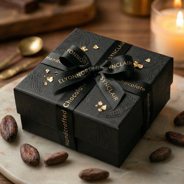 Elegant Black Gold Typography Chocolate Satinband (Von Creator hochgeladen)