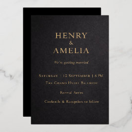 Elegant Black & Gold Wedding Invitation Folieneinladung