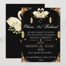 Elegant Black & Gold Wedding Invitation Template Einladung