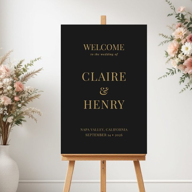 Elegant Black Gold Wedding Welcome Sign Poster (Von Creator hochgeladen)
