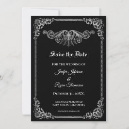 Elegant black Gothic wedding save the date Ankündigung