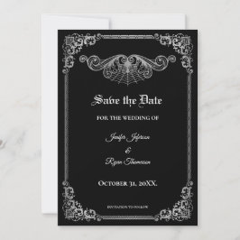 Elegant black Gothic wedding save the date Ankündigung