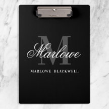 Elegant Black Gray Monogram Calligraphy