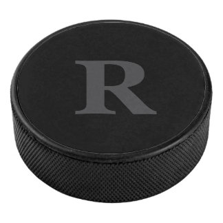 Elegant Black &gray Monogram  Eishockey Puck