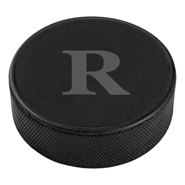 Elegant Black &gray Monogram  Eishockey Puck (3/4)
