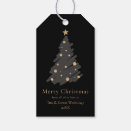 Elegant Black Grey Gold Script Christmas Tree Geschenkanhänger