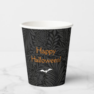 Elegant Black Halloween Floral Pappbecher