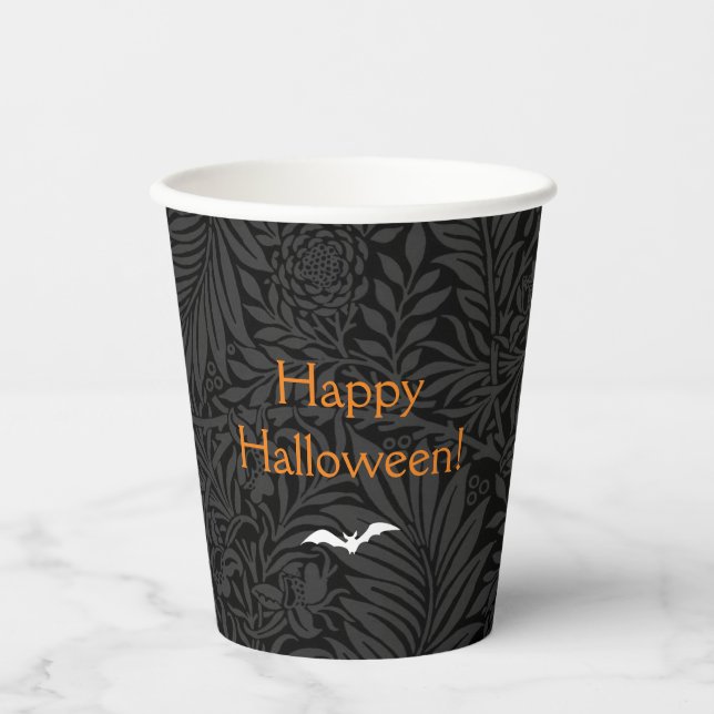 Elegant Black Halloween Floral Pappbecher (Vorderseite)