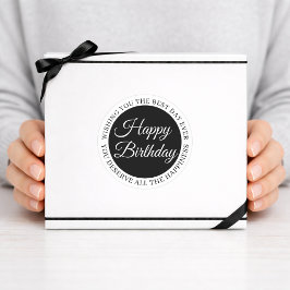 Elegant Black “Happy Birthday” Sticker