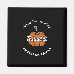 Elegant Black Happy Thanksgiving Magnet