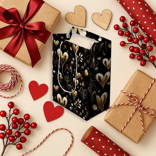 Elegant Black Heart Romance Kleine Geschenktüte (Von Creator hochgeladen)