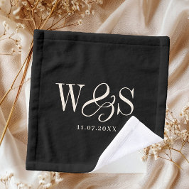 Elegant black initial wedding couples waschlappen