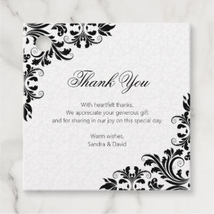 Elegant Black Lace White Damasks Geschenkanhänger