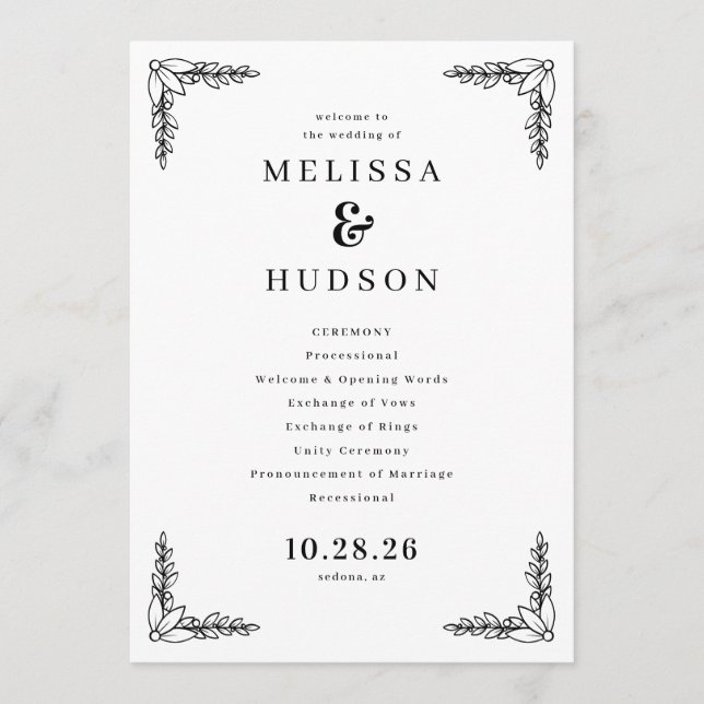 Elegant Black Leafy Branches Programm (Vorderseite)