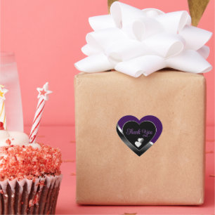 Elegant Black Lila Hearts Wavy Silver Vielen Dank Herz-Aufkleber