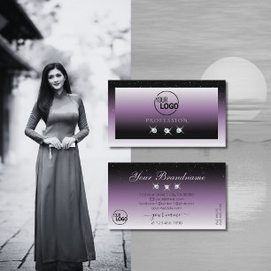 Elegant Black Lila Ombre Sparkle Jewels Logo hinzu Visitenkarte