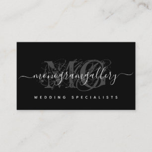 Elegant Black Luxe Glam Script Monogram Visitenkarte
