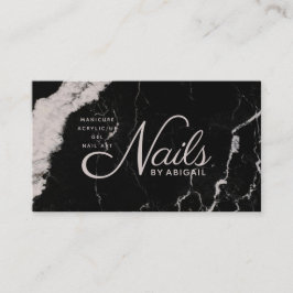 Elegant Black Marble Greige Nails nach "Name" Visitenkarte
