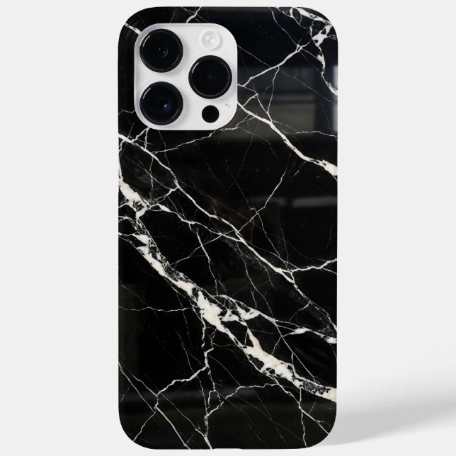 Elegant Black Marble Texture iPhone Case (Rückseite)