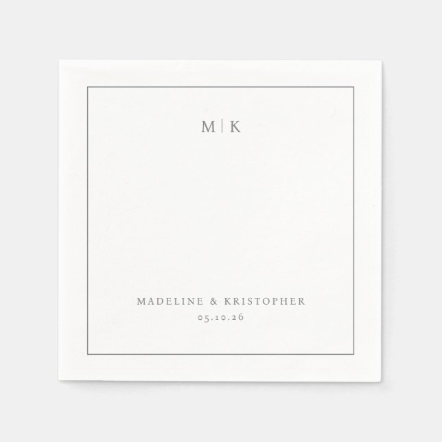 Elegant Black Minimalist Typographic Serviette (Vorderseite)