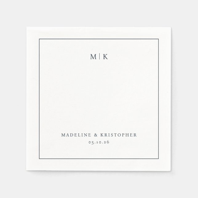 Elegant Black Minimalist Typographic Serviette (Vorderseite)