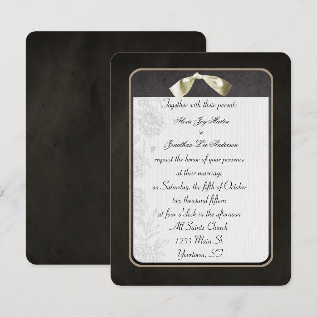 Elegant Black mit Bow Einladung (Vorne/Hinten)