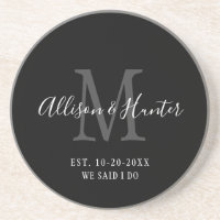 Elegant Black Monogram Establishment Newlyweds