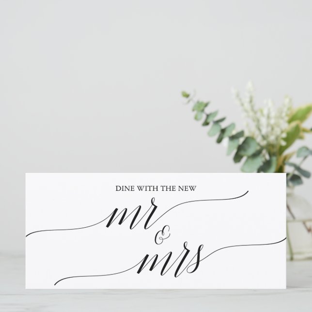 Elegant Black Mr. Hanging Seating Chart Header (Stehend Vorderseite)