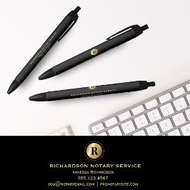 Elegant Black Notary Gold Monogram Promotion Kugelschreiber