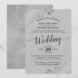 Elegant Black on Gray Wedding Livestream Einladung
