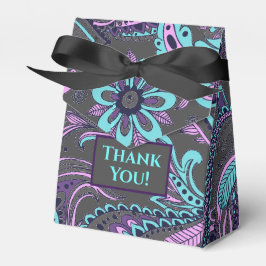 Elegant Black Paisley Aquamarin Türkise Daisy Blum Geschenkschachtel