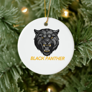"Elegant Black Panther Oramen Keramik Ornament