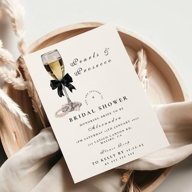 Elegant Black Pearl Champagne Bridal Shower Einladung (Von Creator hochgeladen)