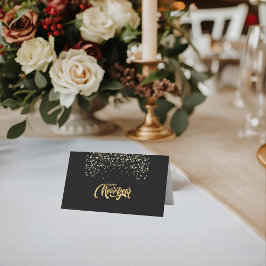 Elegant Black Personalized Folded Place Card Platzkarte