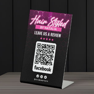 Elegant Black & Pink Hair Salon Facebook Bewertung Sockelschild