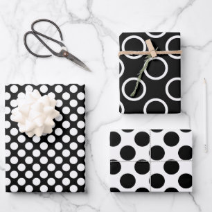 Elegant Black Polka Dot Wrapping Paper Sheets Geschenkpapier Set