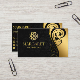 Elegant Black Professional Business Card Visitenkarte