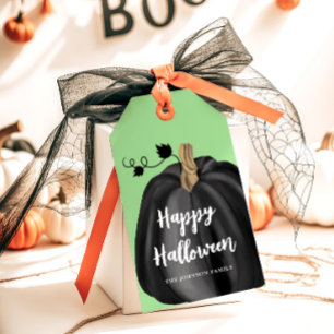Elegant Black Pumpkin Halloween Geschenkanhänger