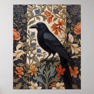 Elegant Black Raven William Morris Inspiriert Poster