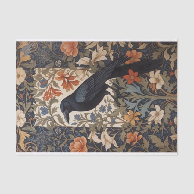 Elegant Black Raven William Morris Inspiriert Seidenpapier (Vorderseite)