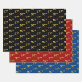 Elegant Black, Red, Blue, Imitate Gold 97. Event # Geschenkpapier Set