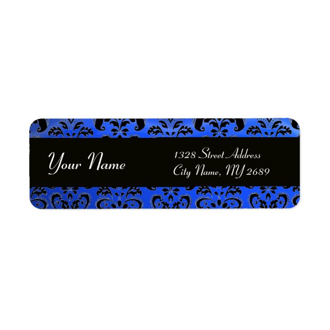 ELEGANT BLACK SAPPHIRE BLUE DAMASK (Vorne)