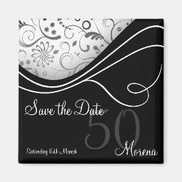 Elegant Black Save the Date Magnet