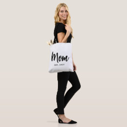 Elegant Black Script Established New Mom